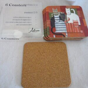 Set 6 Artisan Cool Cats coasters drink Tradestock